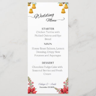 Menu de casamento de Natal personalizado