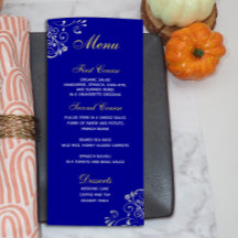 Menu de Casamento de Nave de Nave Azul Chic Royal