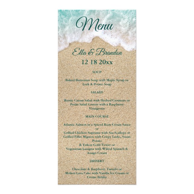 Menu de Casamento de Ondas de Praia 2 (Frente)