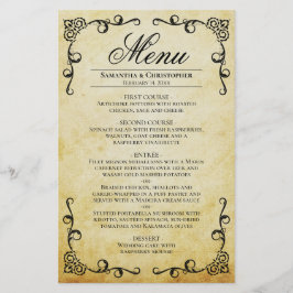 Menu de Casamento de Orçamento de Pergaminho e Rol