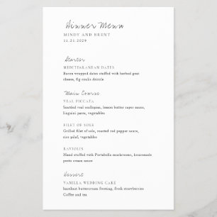 Menu de Casamento de Orçamento Moderno Minimalista