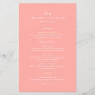 Menu de Casamento de Orçamento Moderno Rosa Coral 