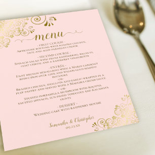 Menu de Casamento de Orçamento Rosa Rosa Pincel d