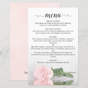 Menu de Casamento de Orçamento Rosa Rosa Rosa Ros