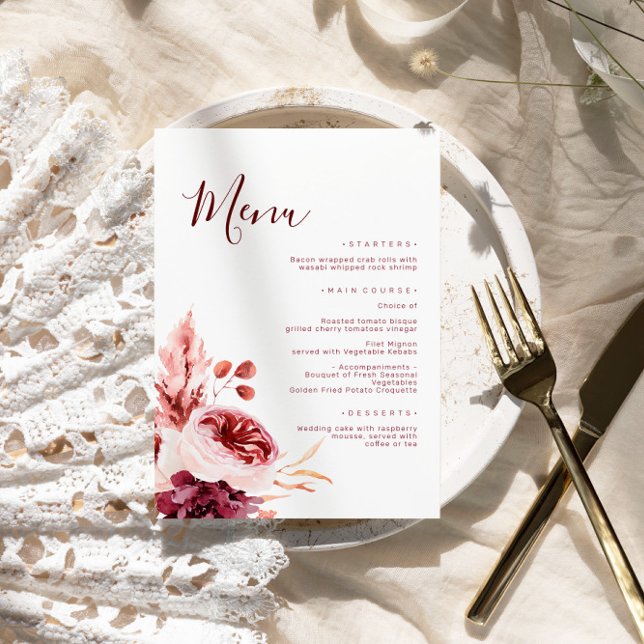 Menu de Casamento de outono do outono de Borgonha  (Criador carregado)