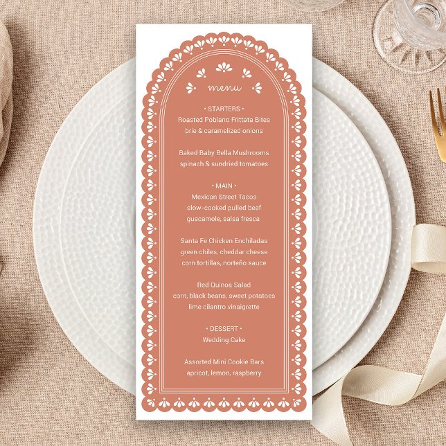 Menu de Casamento de Outono Terra Cotta Arch (Terra Cotta Arch Autumn Wedding Menu by Fiesta Valley Print )