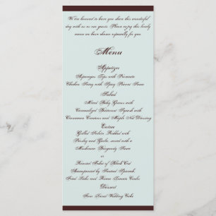 Menu de Casamento de Paisley Azul e Castanho Claro