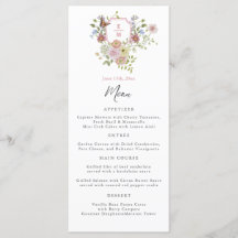 Menu de Casamento de Pastel Watercolor