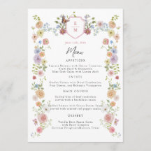 Menu de Casamento de Pastel Watercolor