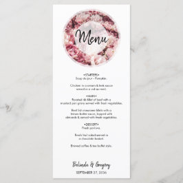 Menu de Casamento de Peões Rosa Elegante