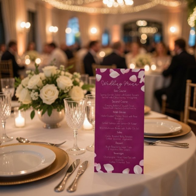 Menu de Casamento de Petais Rosa Romântica (Criador carregado)