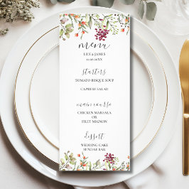 Menu de Casamento de Prados de Flores Selvagens