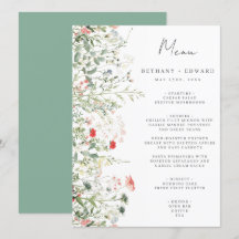Menu de Casamento de Prados de Flores Selvagens