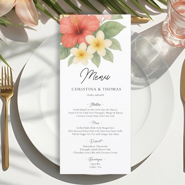 Menu de Casamento de Praia da Aquarela Tropical (Criador carregado)