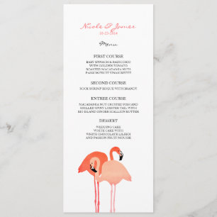 Menu de Casamento de Praia de Flamingos Rosa