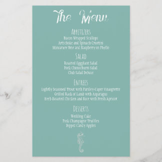 Menu de Casamento de Praia de Sea Glass Seacavalo