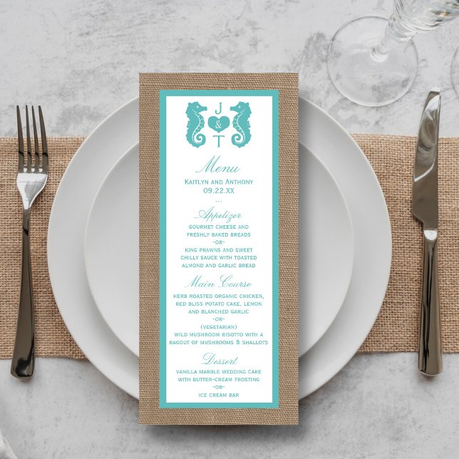 Menu de Casamento de Praia de Turquoise Seahois Bu (Criador carregado)