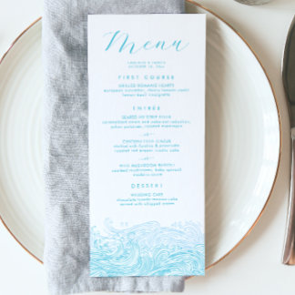 Menu de Casamento de Praia do Aqua Blue Ocean Wave