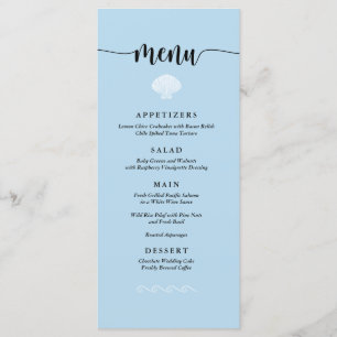 Menu de Casamento de Praia Seashell Seaside Beach