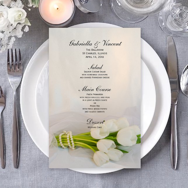 Menu de Casamento de primavera do Buquê de Tulipas (Criador carregado)
