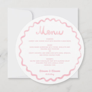 Menu de Casamento de Quadro de Onda Cinzenta Rosa
