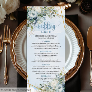 Menu de Casamento de Quadro Dourado com Moldura Az