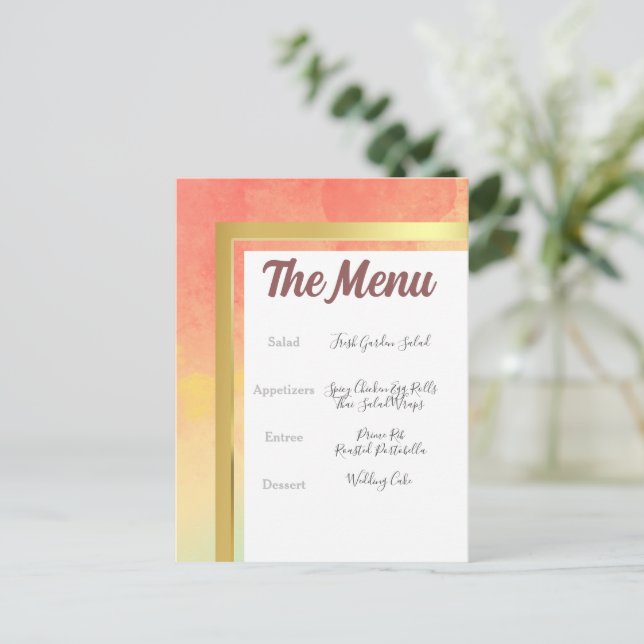 Menu de Casamento de Quadro Dourado do Orgulho Arc (Em pé/Frente)