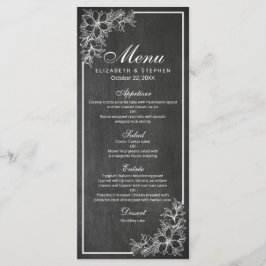 Menu de Casamento de Quadro Floral de Quadro Preto