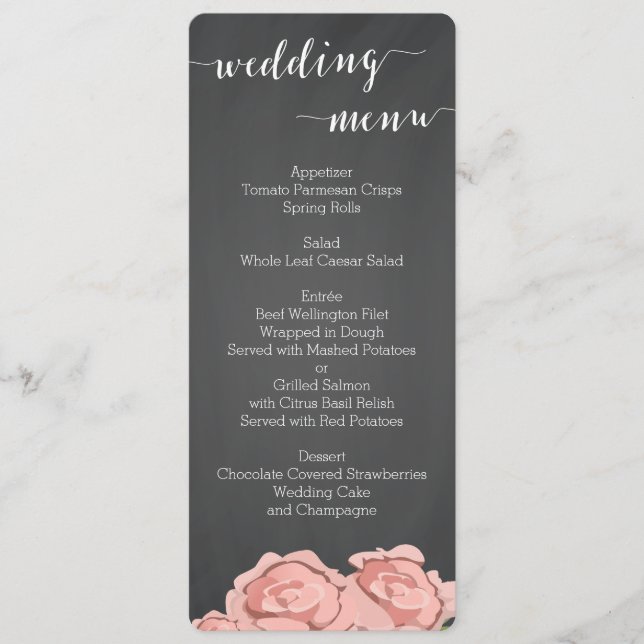 Menu de Casamento de Quadro Floral Personalizado (Frente)