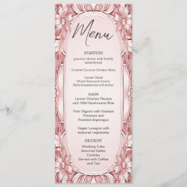 Menu de Casamento de Quadro Floral Rosa
