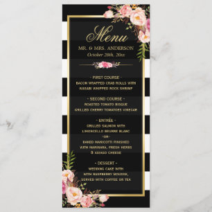 Menu de Casamento de Quadros Dourados com Faixa Fl