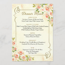 Menu de Casamento de Rosa Antiguidade 5 x 7
