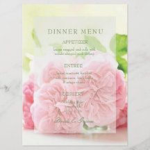Menu de Casamento de Rosa de Verão Rosa Elegante