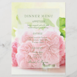 Menu de Casamento de Rosa de Verão Rosa Elegante