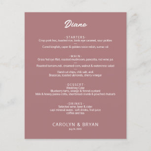 Menu de Casamento de Rosa do Deserto Elegante Simp