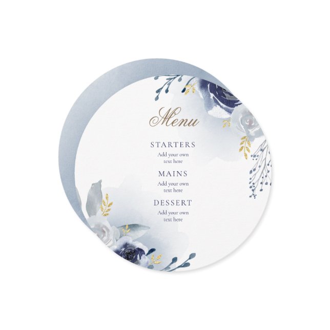 Menu de casamento de rosas azuis (Frente/Verso In Situ)