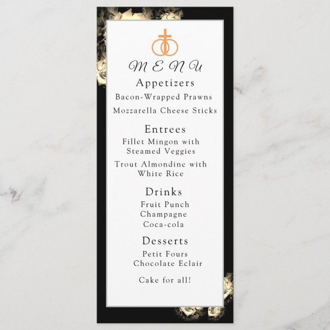 Menu de Casamento de Rosas Elegantes (Frente)