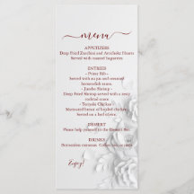 Menu de Casamento de Rosas Florais Duplos