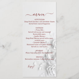 Menu de Casamento de Rosas Florais Duplos