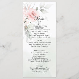 Menu de Casamento de Rosas Rosa Verde e Pastel