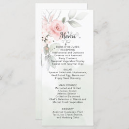 Menu de Casamento de Rosas Rosa Verde e Pastel