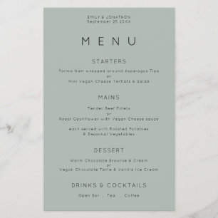 Menu de Casamento de Sage Silvery Sage, Tipografia
