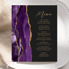Menu de Casamento de Script Agate Dourado Roxo de