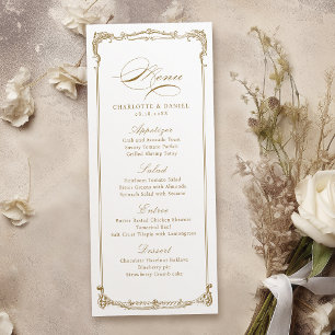 Menu de Casamento de Script Clássico de Quadro de 