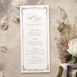 Menu de Casamento de Script Clássico de Quadro de<br><div class="desc">Este cartão de menu elegante apresenta o roteiro clássico e o quadro de colheita de ornamentados em cor dourada,  simples e eterno,  excelente para o casamento clássico moderno,  casamento vintage romântico e casamento tradicional formal. Ver todas as peças correspondentes na coleção</div>