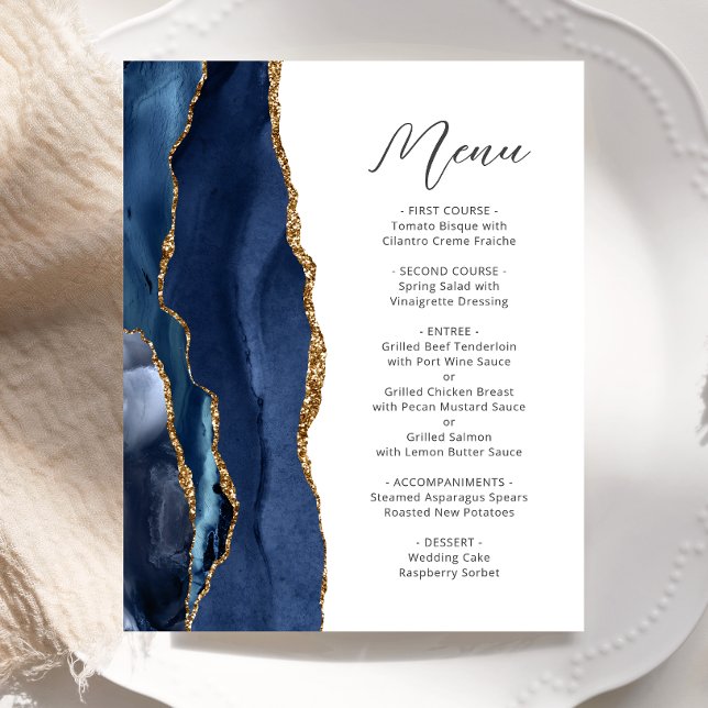 Menu de Casamento de Script de Agate Dourado Azul  (Criador carregado)