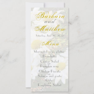 Menu de Casamento de Script de cinza e Amarelo de