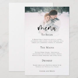 Menu de Casamento de Script de Foto Minimalista de