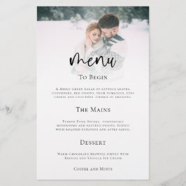 Menu de Casamento de Script de Foto Minimalista do