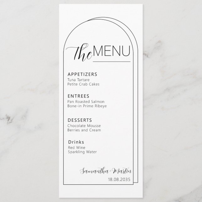 Menu de Casamento de Script de Texto Mínimo do Chi (Frente)